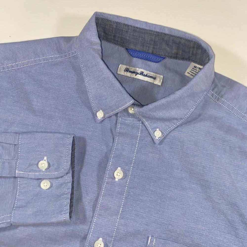 Tommy Bahama Mens Blue Long Sleeve Button Down Shirt Size Medium P214
